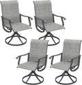 DIFY Patio Swivel Dining Chairs Set of 4, All Weather Swivel Outdoor Patio Chairs with Breathable Textilene Fabric, Metal Frame for Garden Backyard Balcony, Grey