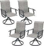 DIFY Patio Swivel Dining Chairs Set of 4, All Weather Swivel Outdoor Patio Chairs with Breathable Textilene Fabric, Metal Frame for Garden Backyard Balcony, Grey