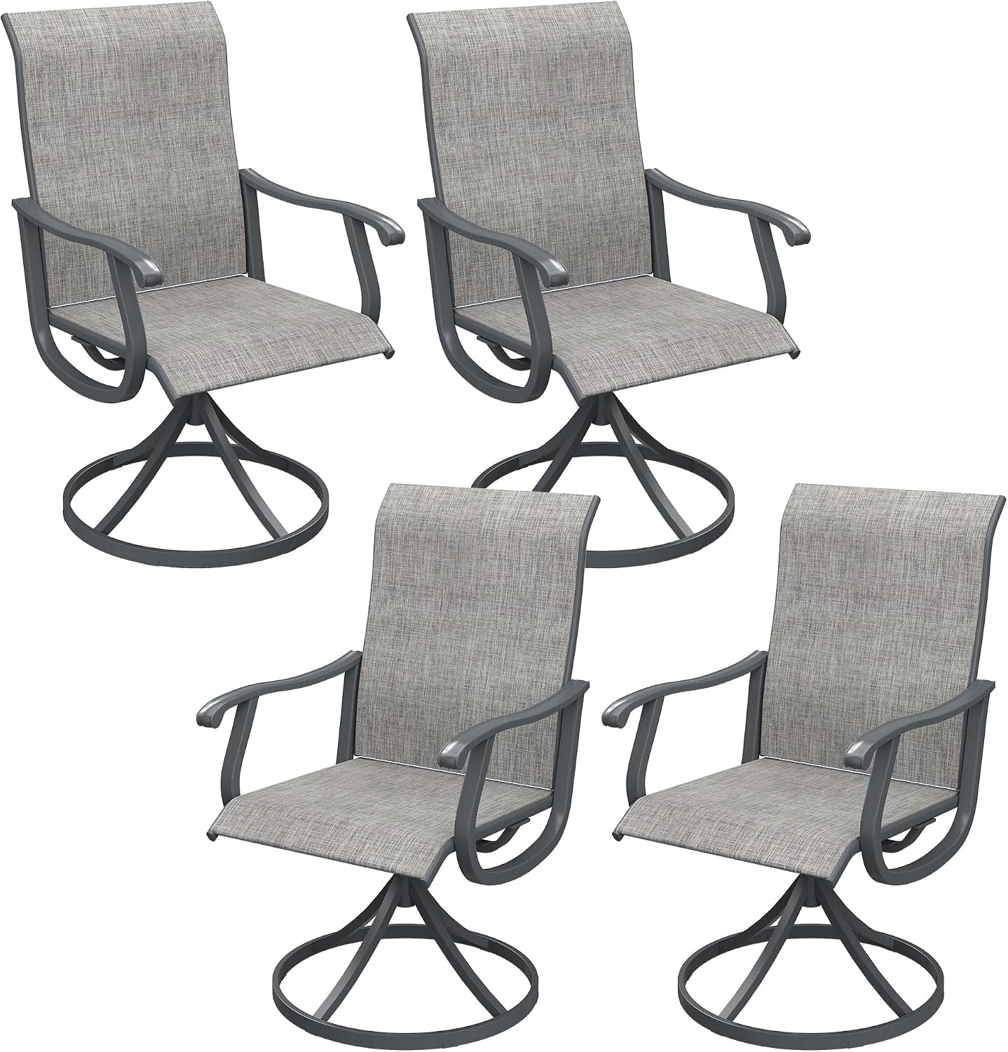 DIFY Patio Swivel Dining Chairs Set of 4, All Weather Swivel Outdoor Patio Chairs with Breathable Textilene Fabric, Metal Frame for Garden Backyard Balcony, Grey