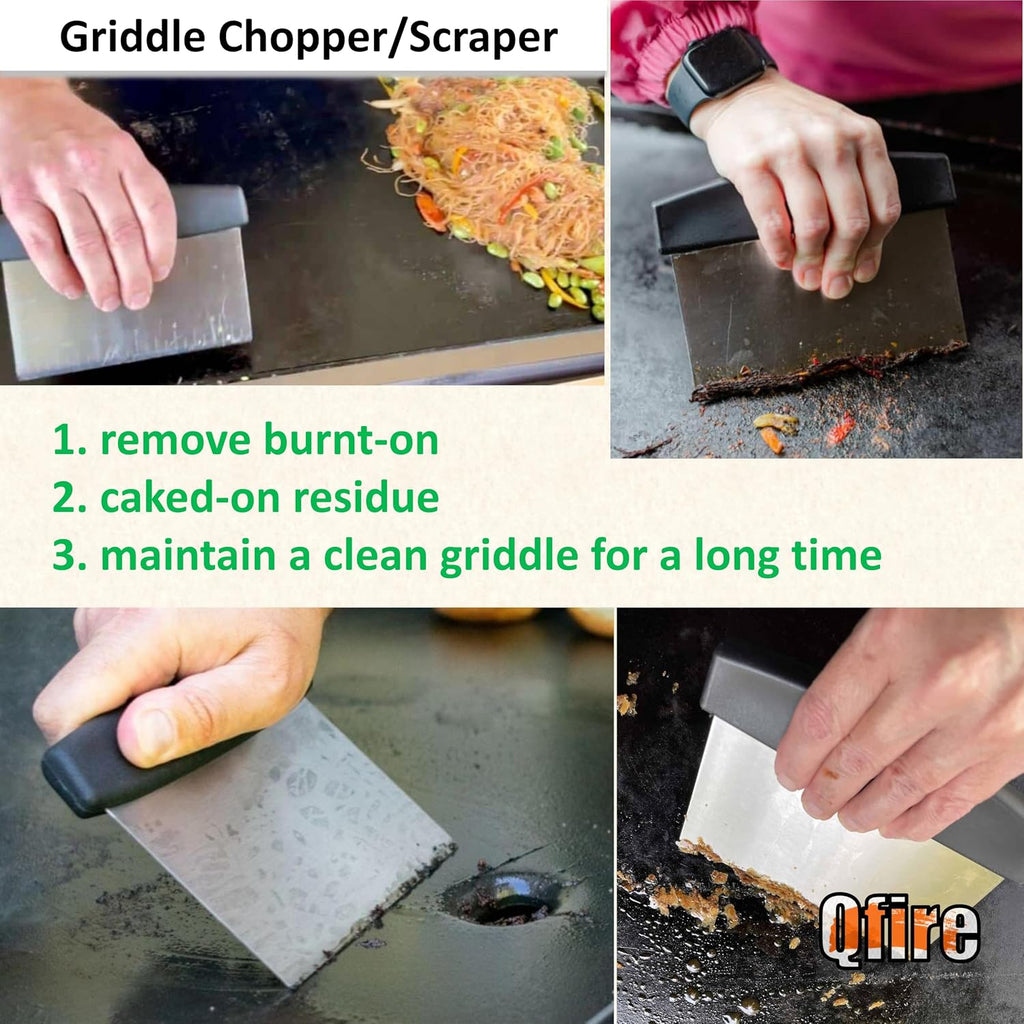 Replacement Griddle Scraper for Blackstone Scraper/Camp Chef/Member's Mark, Heavy Duty Flat Top Grill Scraper for Traeger Flatrock/Cuisinart Outdoors/Razor Griddle Accessories, Stainless
