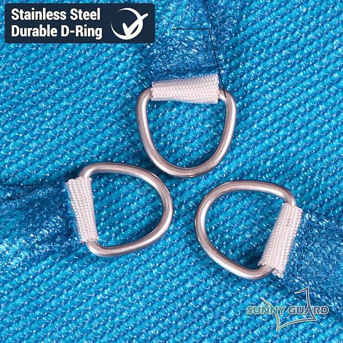 SUNNY GUARD Custom Size 10'x22'x22' Triangle Turquoise Blue UV Block Sunshade for Backyard Yard Deck Patio Garden Outdoor Activities and Facility(Customized)