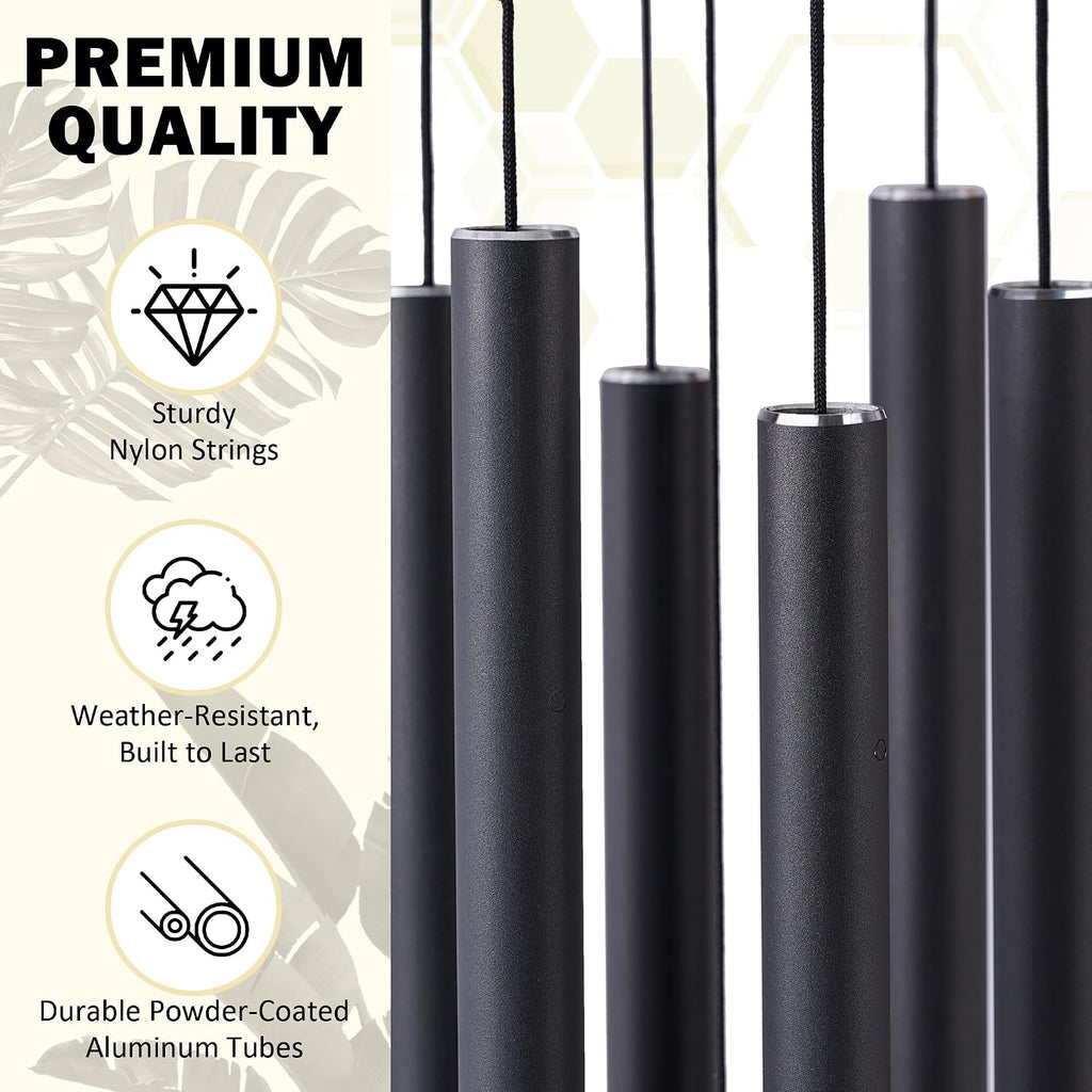 Wind Chimes for Outside Deep Tone - 38'' Wind Chimes Outdoor Clearance, Deep Tone, Windchimes Outdoors, Memorial, Sympathy Gift, Garden Patio, Home Décor (Black)