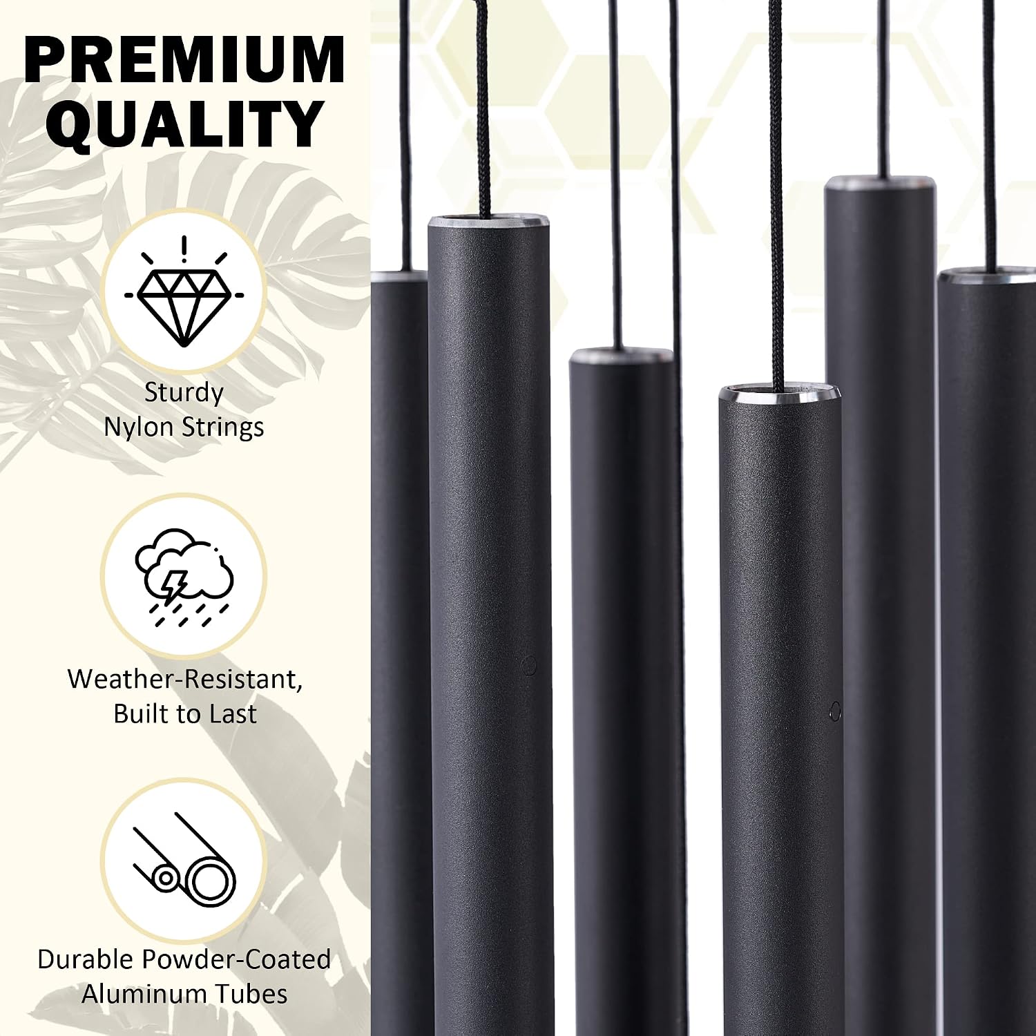 Wind Chimes for Outside Deep Tone - 38'' Wind Chimes Outdoor Clearance, Deep Tone, Windchimes Outdoors, Memorial, Sympathy Gift, Garden Patio, Home Décor (Black)