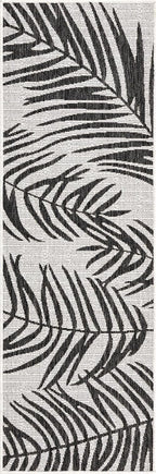 Unique Loom Outdoor Botanical Collection Area Rug - Palm (2' x 6' 1" Runner, Charcoal Ivory/ Gray)