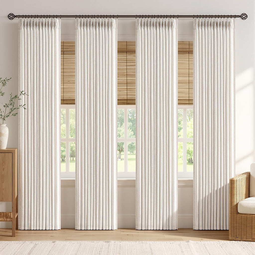 miulee 4 panels pinch pleated linen curtains 108, main product view