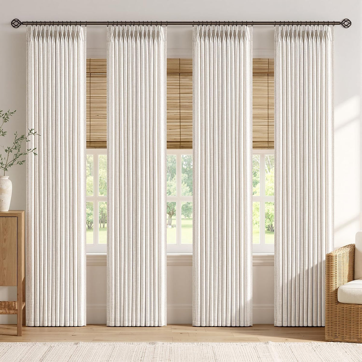 miulee 4 panels pinch pleated linen curtains 108, main product view