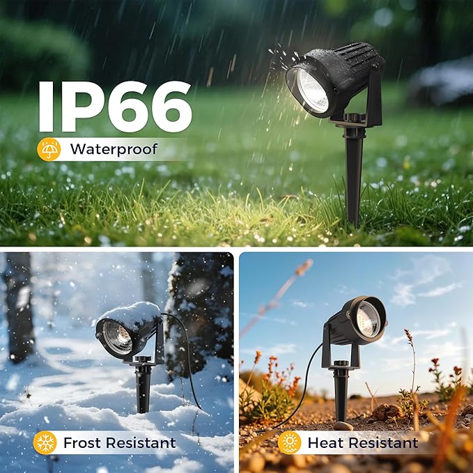 L LOHAS LED 5W Dusk to Dawn Outdoor Lighting, Auto On/Off 6000K Landscape Outdoor Spotlight, IP66 Waterproof Plug in Spot Lights for Yard, Garden, House, Pathway, Plant, UL Listed (4 Pack)