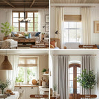 1” Diameter Curtain Rods Itself is 30 to 60 inch 2 Pack Fit 30-54 inch Window with Heavy Duty Adjustable Rod Matte Wood Grain Splicing Metal Extra Long Curtain Rod for Windows
