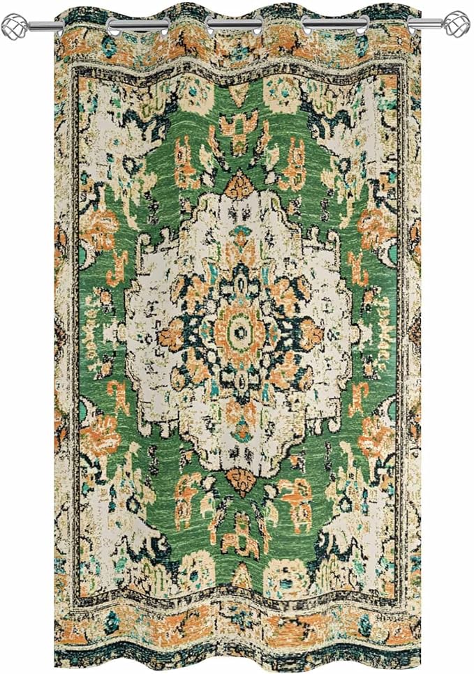 Ombre Green Boho Outdoor Curtains for Patio Waterproof, Grommet Privacy Curtain Drapes Weatherproof Outside Curtains for Porch GazeboPergola Cabana 1 Panel 54x108inch Vintage Ethnic Tribal Geometric