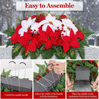 3 sets christmas cemetery flowers for grave, poinsettia, package contents