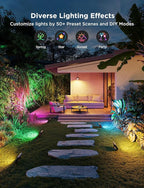 Govee Outdoor Flood Lights 2, RGBIC Warm Cold White LED Lights for Outdoor Decorations, 50 Scene Modes, Landscape Lighting, Upgraded IP66 with App Control, Wired 6 Pack