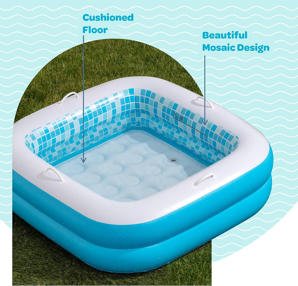 3-in-1 Inflatable Baby Pool, Bathtub & Ball Pit for Toddlers 1-3, Patented Safety Secure Grip Handles, Soft Floor & Drain - Summer Water Toys, First Birthday Gifts, Kiddie Pool for Ages 1 2 3, 34"x10"
