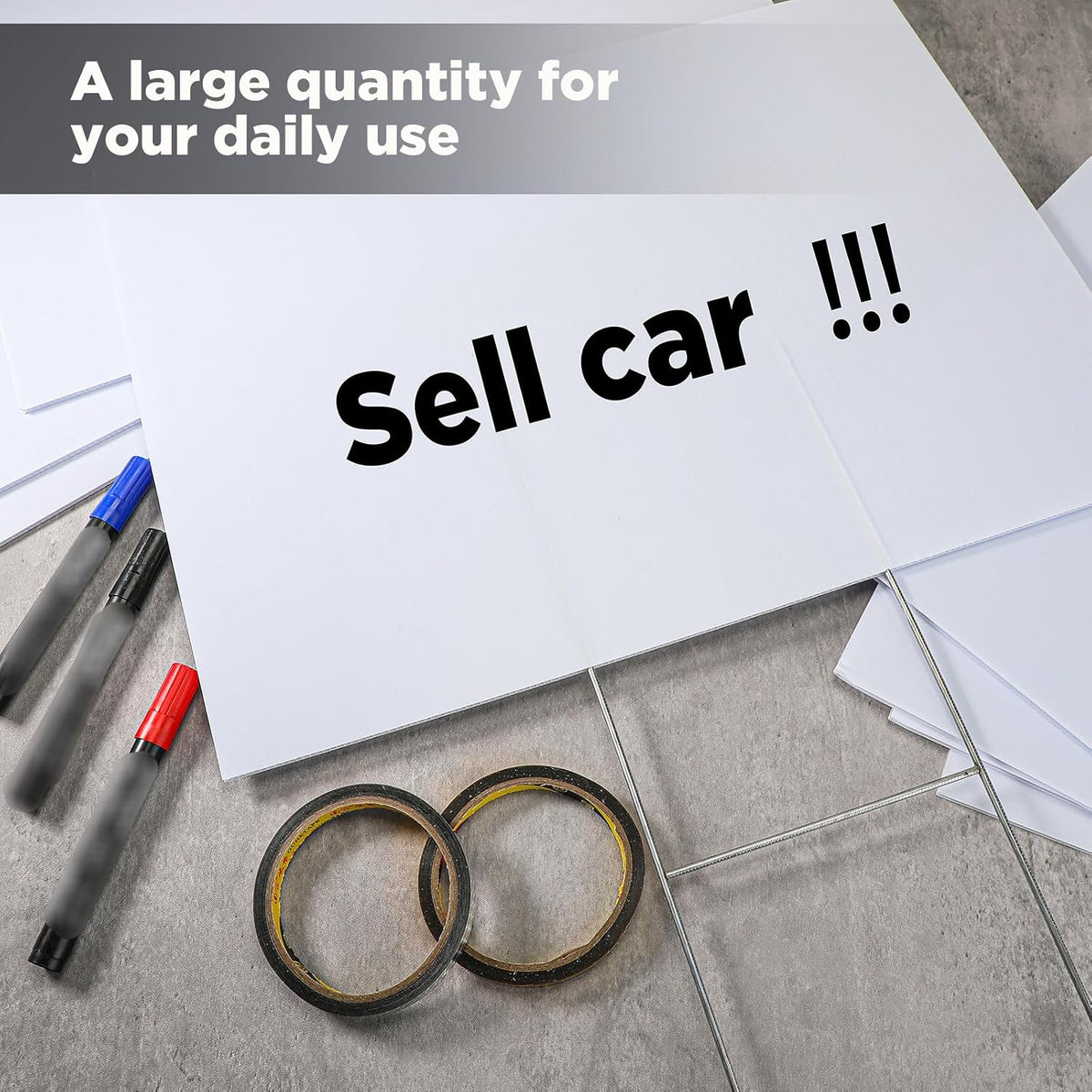 teling 32 pack blank yard signs with metal on a desk or shelf
