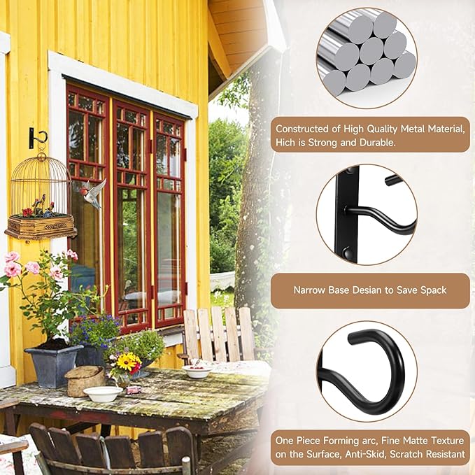 Ceiling Hooks for Hanging Plant, Hanger for Indoor and Outdoor Plant Pots Holder, Wall Hook for Planters, Flower Basket, Wind Chimes, Lanterns, Lights, Bird Feeders, Home Decor-2.5Inch 2Pack