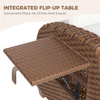 Grand patio Outdoor Recliner Air Pump 150° Lay Flat Reclining Chair with Independent Adjustable Back and Footrest Removable Olefin Cushion Flip-Up Table Wicker Creamy White 2PCS
