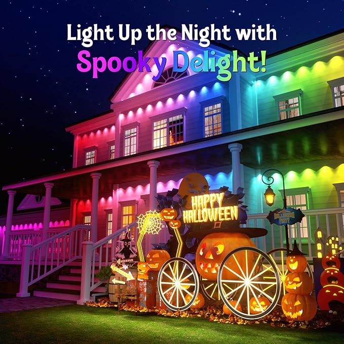 Fitop Permanent Outdoor Lights, 100FT RGB LED Eaves Light for Home, IP67 Waterproof Outdoor Strip Light, Extendable, DIY Scene Modes, Music Sync, App/Remote Control