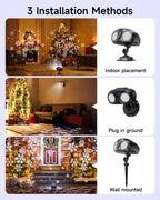 Double Head Christmas Snowflake Projector Light Outdoor, Outside Christmas Decorations Lights with Remote Control, Suitable for Indoor Garden Patio (L)