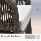 PURPLE LEAF Outdoor Wicker 29" Bar Stools Set of 2, Boho Patio Bar Height Chair with Cushion and Back for Outdoor and Indoor, Garden, Patio, Coffee