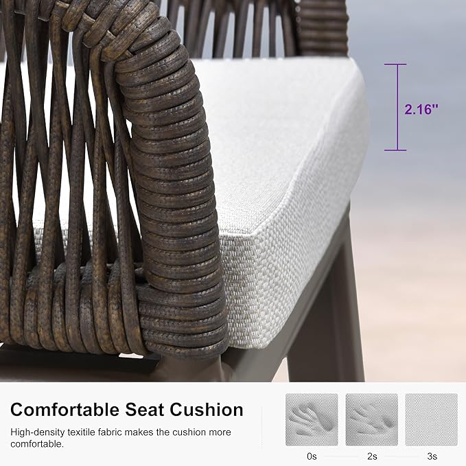 PURPLE LEAF Outdoor Wicker 29" Bar Stools Set of 2, Boho Patio Bar Height Chair with Cushion and Back for Outdoor and Indoor, Garden, Patio, Coffee
