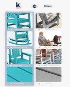 KINGYES Outdoor Rocking Chair Set of 2, High Density Polyethylene Patio Rocking Chairs with 330lbs Support for Adults, Aruba Blue