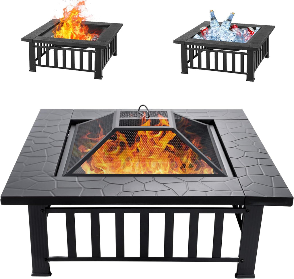 econook 32 inch square outdoor fire pit table, main product view