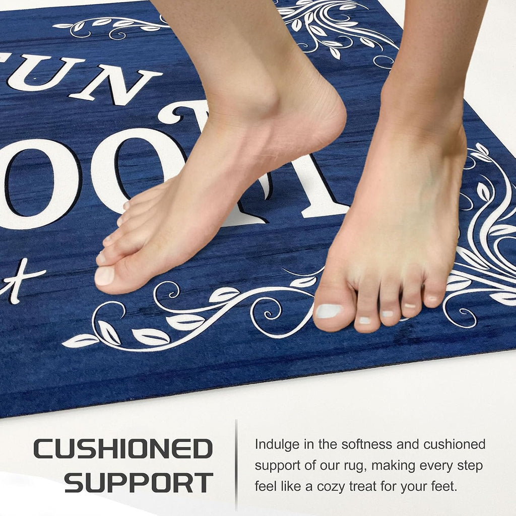 Lansny 20''x48'' Laundry Room Rug Non Slip Waterproof Laundry Mat | Navy Blue;Laundry Room Runner Rug;Farmhouse Laundry rug for Bathroom Washroom Mudroom Floor Decor;4ft Runner Rug Non Skid