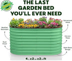 Plant & Plot Galvanized Raised Garden Beds Outdoor // 4×2×2 ft Planter Raised Beds for Gardening, Vegetables, Flowers // Large Metal Garden Box (Light Green) // Patented Tool-Free Design
