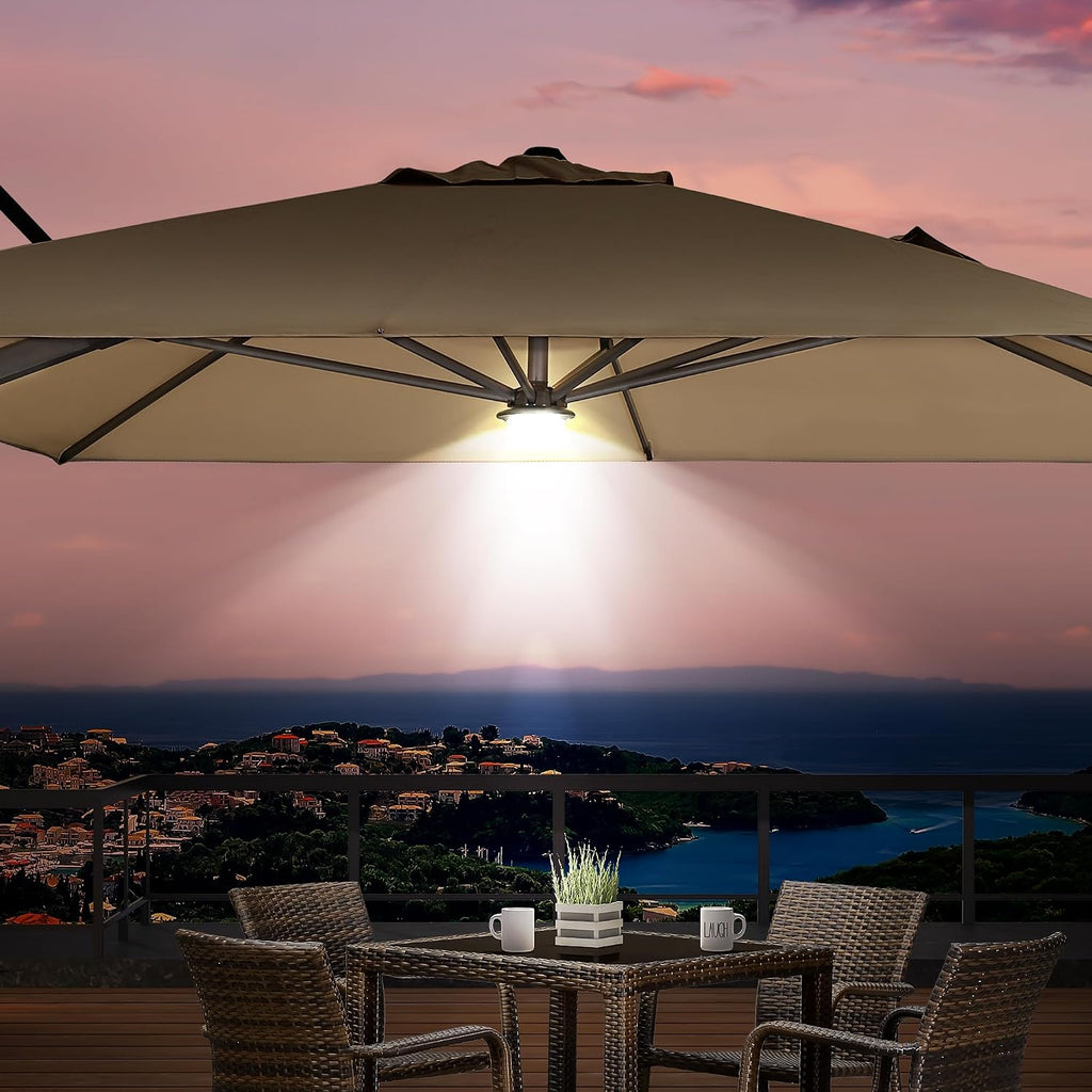 PURPLE LEAF Patio Umbrella Light with Remote Control for Outdoor Use | Wireless Remote Control, 12 colors & 3 modes, Easy Clamp-on, USB Rechargeable with Charge, Match Any Party Mood