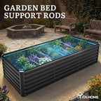 YITAHOME 8x4x2ft Large Raised Garden Bed Kit, Galvanized Metal Planter Box with Gloves, Ground Nails, Support Rod & Safety Rubber, Outdoor Above Ground Planters for Plants Vegetables Flowers, Black