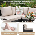 Jing's Villa 2 Piece Outdoor Wicker Armless Sofa, Patio Rattan Sectional Sofa Set with Thick Seat Cushions and 2 Back Cushions for Garden Patio, Backyard, Poolside Beige