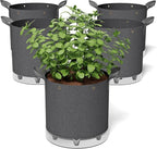 Self-Watering Grow Bags, 5-Pack 3 Gallon 420G Thick Nonwoven Fabric Pots with Reinforced Handles and Multi-Purpose Rings, for Low Stress Plant Training Fruits, Vegetables,and Flowers