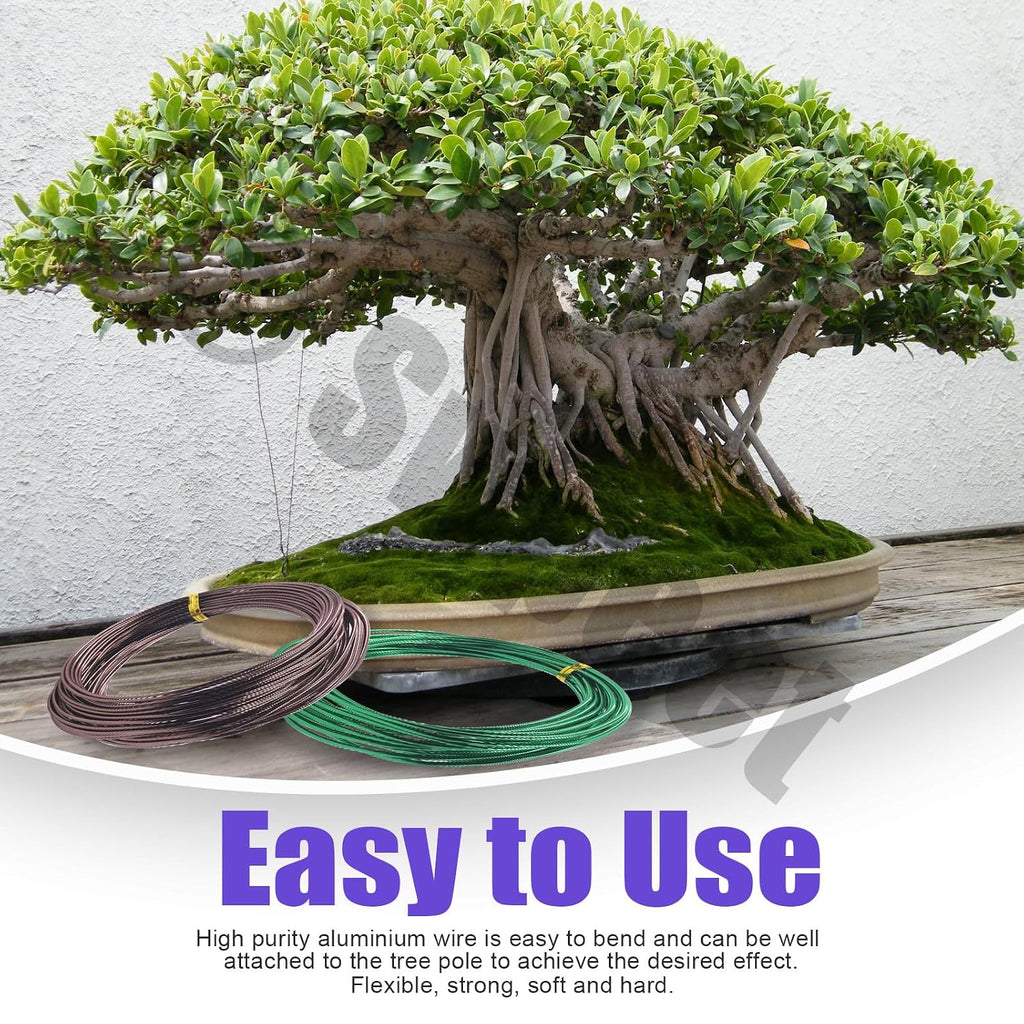 Swpeet 6Pcs 5 Sizes 0.8/1/ 1.5/2/ 3 mm Bonsai Training Wire 82 Feet Total with Wire Cutter, Aluminum Wire Bonsai Tool Kit, Bonsai Accessories for Bonsai Trees Indoor Garden DIY Tools