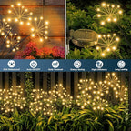 Solar Garden Lights 2 Pack Waterproof Swaying Starburst Light Solar Outdoor Lights for Yard Patio Walkway Pathway Party Wedding Decoration, Unique Gifts for Women, Warm White