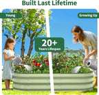 Kesfitt Raised Garden Bed, 5x2x1 FT Galvanized Steel Metal Raised Garden Bed, Oval Open-Bottom Design, 12-Inch Deep for Outdoor Vegetable & Herb Gardening, Fruit Green