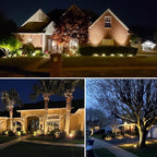 SUNVIE 12W LED Landscape Lights Low Voltage Garden Pathway Lights Super Warm White 12V Waterproof Outdoor Spotlights for Driveway Walkway Yard Patio Porch Trees with Spike Stand (10 Pack)