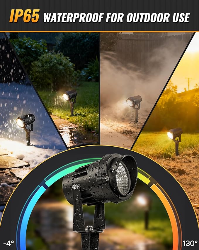 6W 700LM Low Voltage Landscape Lighting, 12V AC/DC 3000K Warm White LED Low Voltage Landscape Lights, IP65 Waterproof Outdoor Spotlights with Connectors for Garden Tree Yard 12Pack W01SLP1206