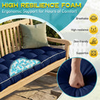outdoor bench cushion, tufted patio seat pad for, close-up detail