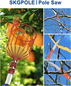 26FT Reach Pole Saw, Telescoping Tree Trimmer with 5-20FT Extension Pole, Sharp Steel Blade and Scissors, Fruit Picker, Extendable Long Handle Tree Pruner for Yard Garden Trees Palms Shrubs