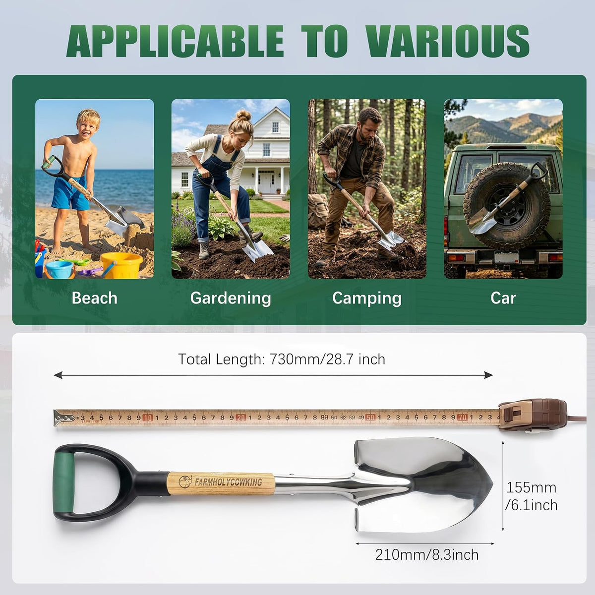 garden shovel for digging, 29 inch small shovel, package contents