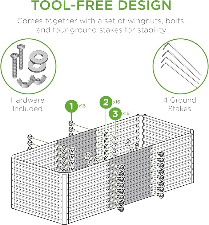 Best Choice Products 4x2x2ft Outdoor Metal Raised Garden Bed, Deep Root Box Planter for Vegetables, Flowers, Herbs, 119 Gallon Capacity, 100% Non Toxic Materials - Beige