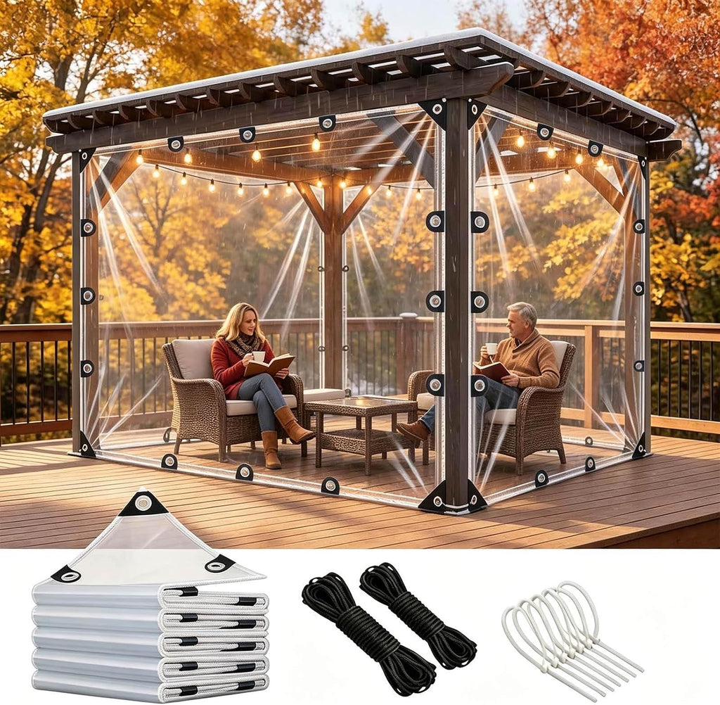 clear tarps with metal grommets, heavy duty waterproof,14, main product view