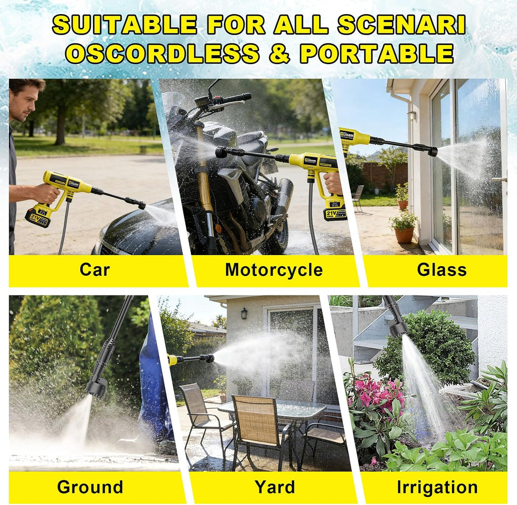 cordless portable washer, brushless motor, 4 speed modes on a desk or shelf
