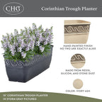 Classic Home and Garden Corinthian Trough Planter, 10", Ivory Ash