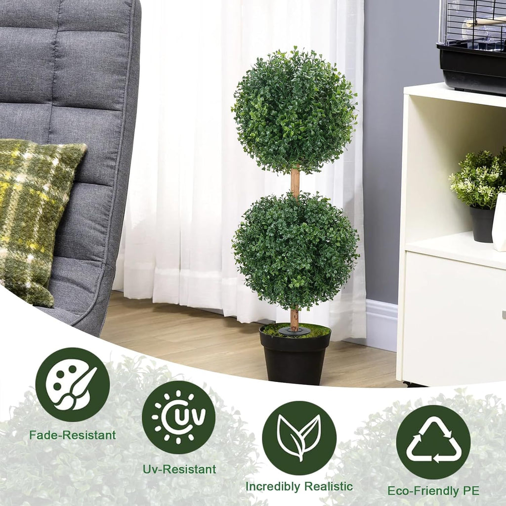 3ft topiary trees artificial outdoor faux boxwoods for, front angle view