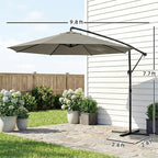 Outsunny 10 ft Offset Patio Umbrella with Cover, Round Hanging Cantilever Umbrella with 6-Position 360° Rotation, Crank Handle, Tilt, Cross Base, Heavy Duty Outdoor Umbrella for Garden