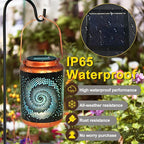 4 Pack Solar Lanterns Outdoor Hanging Metal Waterproof LED Lantern with Solar Powered Garden Patio Decorations Decor Lantern with Handle Christmas Gift Idea