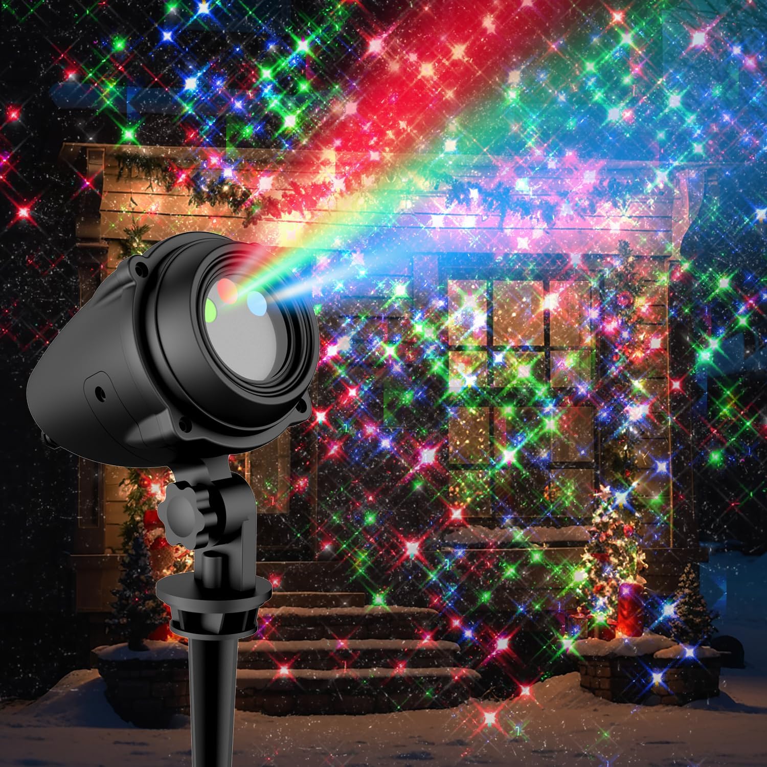 Outdoor Projector Lights, RGB Firefly Laser Lights Outdoor, IP65 Waterproof Garden Landscape Lighting for Yard House Patio Pool, Moving Galaxy Star Show for Summer Party Backyard Decorations