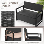 Tangkula 40 Gallon Outdoor Bench with Storage, Patio Wicker Storage Bench with Cushion, Cover, Metal Frame, Deck Box Seat for Backyard, Poolside, Balcony, Garden