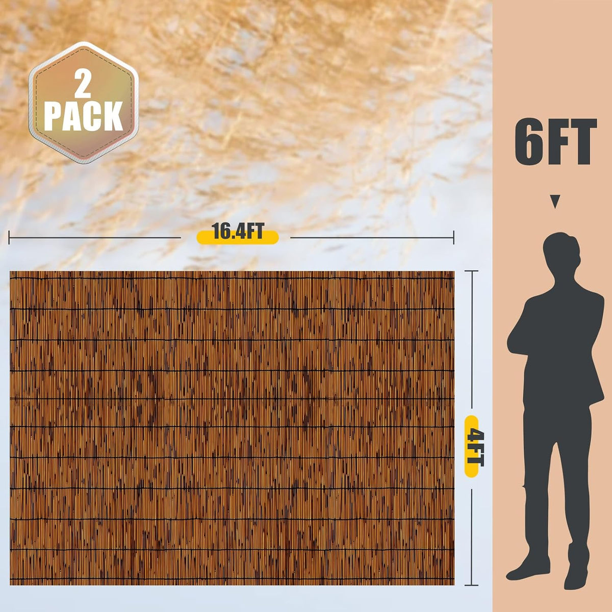 natural reed fence,4ft x 16.4ft bamboo fencing privacy shown in use