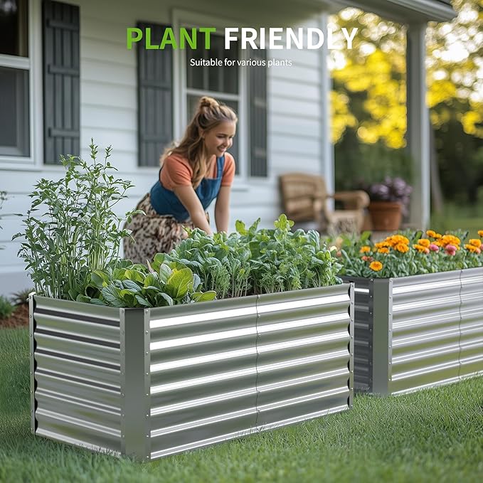 4X2X2ft (1 Pack) Galvanized Raised Garden Bed,Outdoor Planter Box Metal Patio Kit Planting Bed for Vegetables Flowers Herb